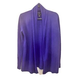 Tahari Women’s Size Small 100% 2-ply Cashmere Royal Blue Open Front Cardigan